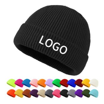 Wholesale Short Cuff Knitted Fisherman Beanie Cap Custom Private Label Logo Acrylic Knit Beanie Hats for Men Women Children Kids