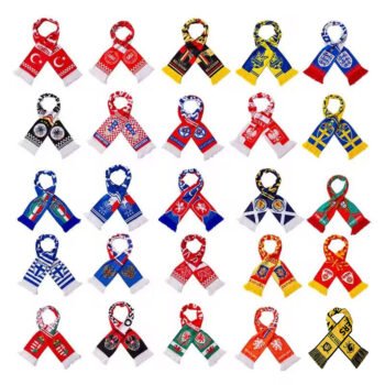 Wholesale Custom Printed Long Polyester Knitted Winter Jacquard Scarf for Football Soccer Sport Fan